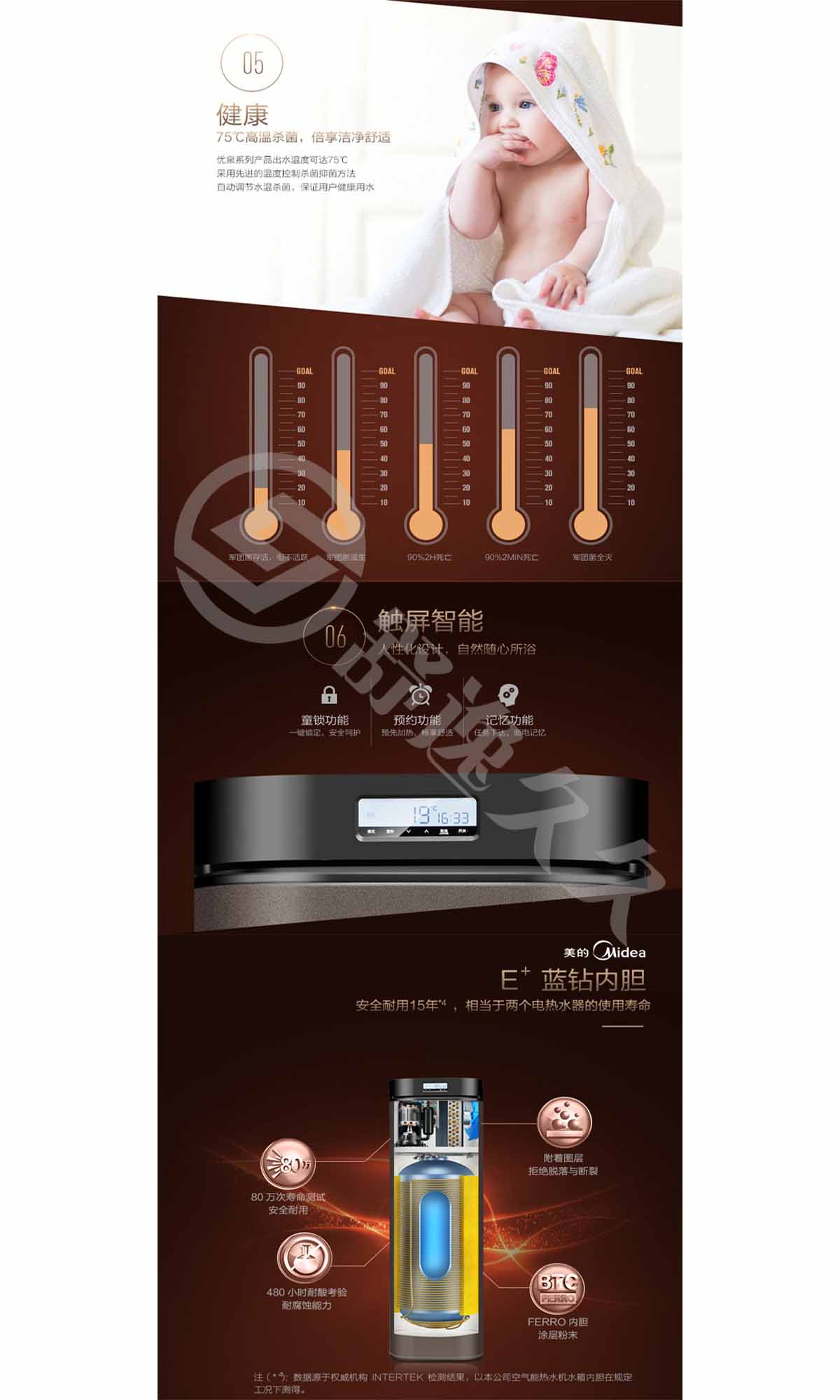 美的（midea）優(yōu)泉RSJ-20/150RD家用空氣能熱水器一體機(jī)空氣源熱泵電熱水器150升帶電輔